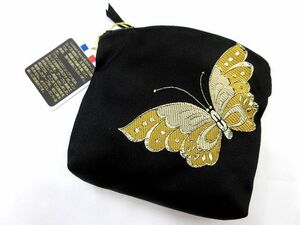 ◆JULIEN FAURE ジュリアンフォレル フランス 刺繍 ポーチ 蝶々 バタフライ 長期個人保管 タグ付き 未使用品 