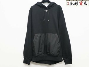 プラダ PRADA UJL45B RE NYLON ナイロンポケット切替 三角プレート付 プルオーバー パーカー サイズS 美品 トップス