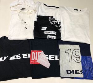 58 正規品 DIESEL ディーゼル トップス6点セット ロンT 半袖Tシャツ Lサイズ フーディー パーカー 無地 ロゴワッペン プリント メンズ 長袖