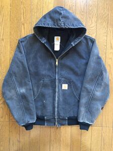 USA製◆アクティブジャケット カーハート Carhartt アクティブパーカー ダックフルジップパーカー ダック 古着　ブラック◆黒　ワーク