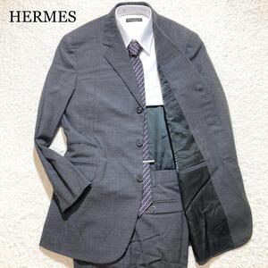 【極美品】HERMES スーツ セットアップ グレー 総裏 総柄 52