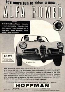 ◆1957年の自動車広告　アルファロメオ ジュリエッタ スパイダー