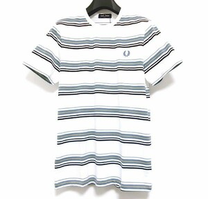 新品★FRED PERRY フレッドペリー★ボーダーTシャツ★コットン100%★ホワイト★S