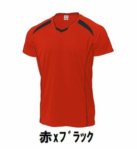 新品 バレーボール メンズ 半袖 シャツ 赤xブラック XLサイズ 子供 大人 男性 女性 wundou ウンドウ 1610 送料無料