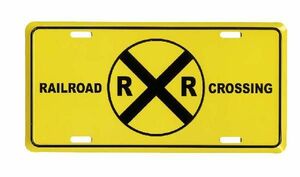 【在庫処分価格】踏切注意 RAILROAD CROSSING ライセンスプレート アメリカ 雑貨 アメリカン雑貨