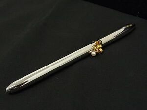 ■極美品■ MIKIMOTO ミキモト 本真珠 アコヤ真珠 パール 約3mm ツイスト式 ボールペン 文房具 シルバー系×ゴールド系 DG2480