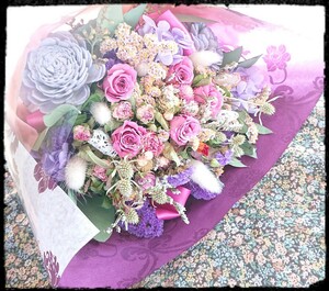 ☆Bouquet de minuit＊薔薇の花束＊プリザーブドフラワー＊ドライフラワー＊感謝sale1円～☆