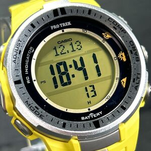 美品 CASIO カシオ PROTREK プロトレック PRW-3000-9BJF 腕時計 電波ソーラー マルチバンド6 方位/温度/気圧.高度計 トリプルセンサー