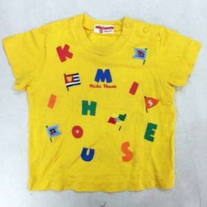 レトロデザイン★MIKI HOUSE/ミキハウス 半袖Tシャツ 刺繍 プリント イエロー サイズ80 キッズベビー