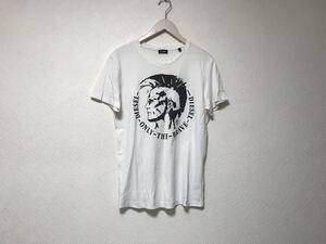 本物ディーゼルDIESELコットンプリント半袖Tシャツメンズサーフアメカジミリタリーストリートゴルフドレス白ホワイトSブルガリア製