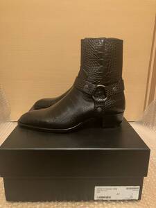 【即決/新品未着用】2020SS/サンローラン/Saint Laurent/Harness Wyatt Boots/BLK/Size41/ワイアット/クロコダイルエンボスカウレザー