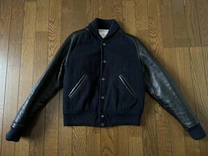 edifice jacket tomorrowland varsity beams letterman ships leather award black navy スタジャン レザー ジャケット