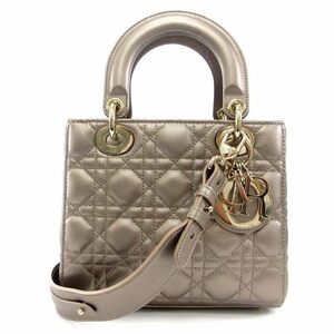 クリスチャンディオール Lady Dior My ABCDior レディディオール スモール カナージュ 2wayバッグ ショルダー ハンド ラムスキン ゴールド