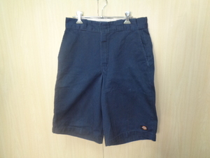 b924◆Dickies ルーズフィットハーフパンツ◆ディッキーズ size:w30 ネイビー系 ポリコットン メンズ ショーツ ワークパンツ 古着 UESD 5G