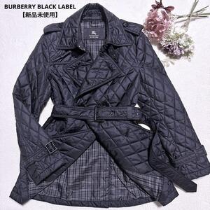 新品未使用【至高の逸品】BURBERRY BLACK LABEL バーバリーブラックレーベル トレンチコート キルティング コート 中綿 ノバチェック 黒