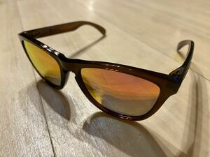 OAKLEY Frogskins 社外Red mirror偏光レンズ新品交換済み 中古美品 Porished rootbeer 24-303 オークリー フロッグスキン