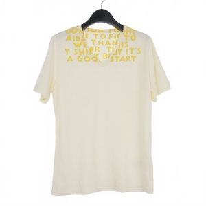 メゾンマルジェラ Maison Margiela エイズ チャリティー Tシャツ カットソー プリント Vネック S 黄色 イエロー レディース