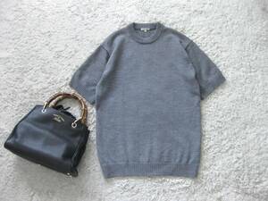 ☆MORRIS&SONS☆ニット☆GREY☆ウール素材☆0(SM相当)☆五分袖☆ゆったりニット☆モリスアンドサンズ☆bshop