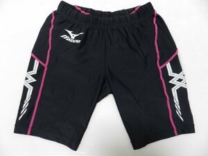 mizuno/ミズノ製！【陸上！★ブラック×パープル・ライン！】レーシングタイツ・ショートタイツ・ランパン！/Lサイズ