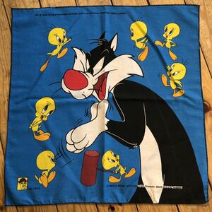 送料無料 Vintage Looney Tunes ルーニー・テューンズ バンダナ USA製 トゥイーティー シルベスター アメリカ仕入 雑貨 ヴィンテージ A0585