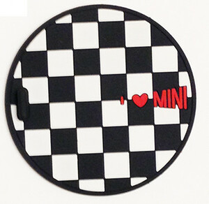 ミニ MINI ドリンクコースター チェッカー柄 64mm I LOVE MINI