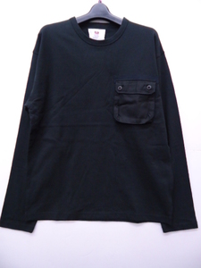 【KCM】som-55-XL★新品★【EDWIN/エドウィン】メンズ　ミリタリーポケット　長袖Tシャツ　XL　75.ブラック ［ET5972］