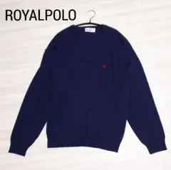 ROYALPOLO ロイヤルポロ Vネックニット 90’s 刺繍 ネイビー L