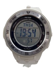 CASIO◆ソーラー腕時計・PROTREK/デジタル/ステンレス/WHT/WHT/SS