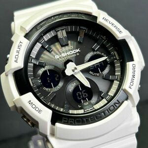 美品 CASIO G-SHOCK カシオ Gショック GAW-100B-7A 腕時計 電波ソーラー アナログ デジタル メンズ ホワイト ビッグケース 動作確認済み