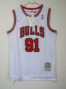 美品 NBA RODMAN #91 デニス・ロッドマン BULLS シカゴ・ブルズ ユニフォーム ゲームシャツ　ジャージ　刺繍　マイケル・ジョーダン　XL 白