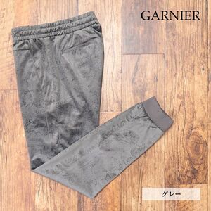 1円/秋冬/GARNIER/Mサイズ/美脚ジョガーパンツ 艷やか ベロア ジャガード ペイズリー柄 ちょいワル 個性 新品/グレー/ja156/