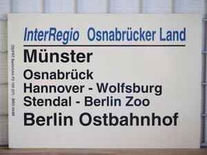 DB ドイツ国鉄 サボ IR インターレギオ Osnabrucker Land号 Munster Berlin