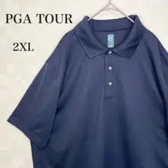 ️【美品】PGA TOUR　ポロシャツ　半袖　無地　ブルー　2XL