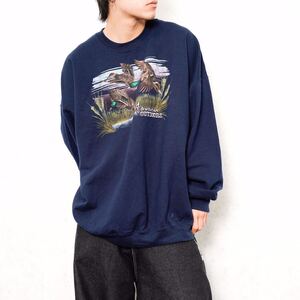 USA VINTAGE PURITAN DUCK PRINT DESIGN SWEAT SHIRT/アメリカ古着カモプリントデザインウェット