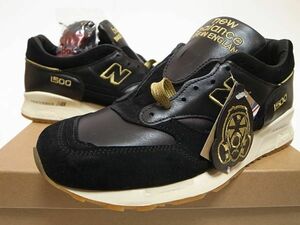 【送料無料 即決】FOOTPATROL x NEW BALANCE UK製 M1500FPK 26.5cm US8.5新品フットパトロール別注オールレザー限定ブラックxゴールド黒x金