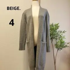 美品BEIGE.カシミヤ混ノーカラーリングカーディガン　グレー:4秋冬