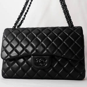 極上美品 シャネル CHANEL マトラッセ Wフラップ ダブルフラップ ショルダー ラムスキン 黒 ブラック３０