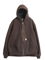 US企画 カーハート アクティブ ジャケット メンズ XL / CARHARTT ダック パーカー 中綿 キルティング ライナー ワーク フルジップ ブラウン