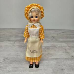 Vintage Guernsey Maid Sleepy Eye Doll 7 1/2" Yellow Check Dress Bonnet Apron 海外 即決