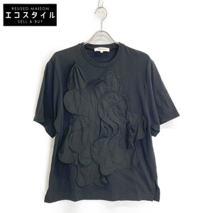 美品/24SS ENFOLD エンフォルド 300HS580-2290 DECORATIVE WAVE T-SHIRT デコラティブウェーブ Tシャツ 38 ブラック レディース