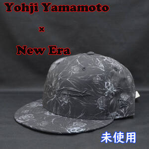 G⑩ 未使用美品 Yohji Yamamoto × NEW ERA ヨージヤマモト ニューエラ キャップ 帽子 スカルローズ 骸骨 薔薇 59FIFTY 75/8 60.6cm