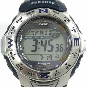 美品 CASIO カシオ PROTREK プロトレック 腕時計 PRW-100BJ 電波ソーラー タフソーラー デジタル ラウンド ネイビー 動作確認済み