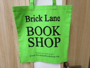 ★新品未使用★ブリックレーン書店　トートバッグ　BIDBI製(Brick Lane Bookshop)　英国書店（ロンドン）インド製　薄緑　LO93