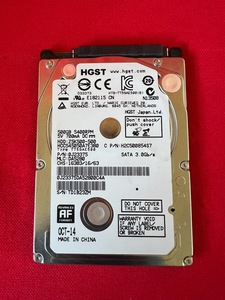 動作保証　HCC545050A7E380 500GB HDD 2.5インチ/AVコマンド/SATA/5400rpm 日立 ハードディスク (A106)