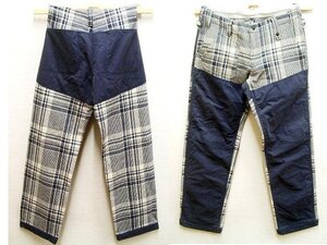 ◇即決[L]MOUNTAIN RESEARCH MTR-201 07AW W-KNEE PANTS ダブルニー チェック 切替 ウール マウンテンリサーチ パンツ■R272