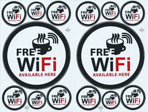 /防水 2点セット フリー ワイファイ ステッカー セット 業務用 FREE WIFI 店頭用 カフェ ホテル 民泊 訪日 外国人 無線LAN 集客 TS-528X2