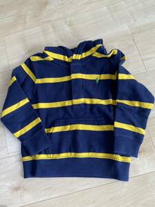 ☆美品☆キッズRALPH LAUREN ☆ポロラルフローレンラガーシャツパーカー黄色紺☆サイズ４T（１１０cm）☆