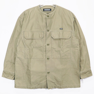 NEIGHBORHOOD ネイバーフッド 21AW N.C./C-SHIRT.LS 212TSNH-SHM07 ノーカラー コットンシャツ ロングスリーブ オリーブ 長袖 サイズS sepk