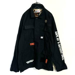 【希少】 AAPE / A BATHING APE アベイシングエイプ ジャケット メンズ M ブラック 黒 裏原 迷彩 長袖 ジャンパー 秋冬 完売 軍 M-65 美品 