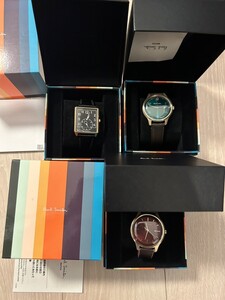 未使用　稼働　3点セット　ポールスミス 時計 ザ シティ メンズ グリーン 2510-T023754 Paul Smith WESTMINSTER 　箱　スクエア　ボルドー